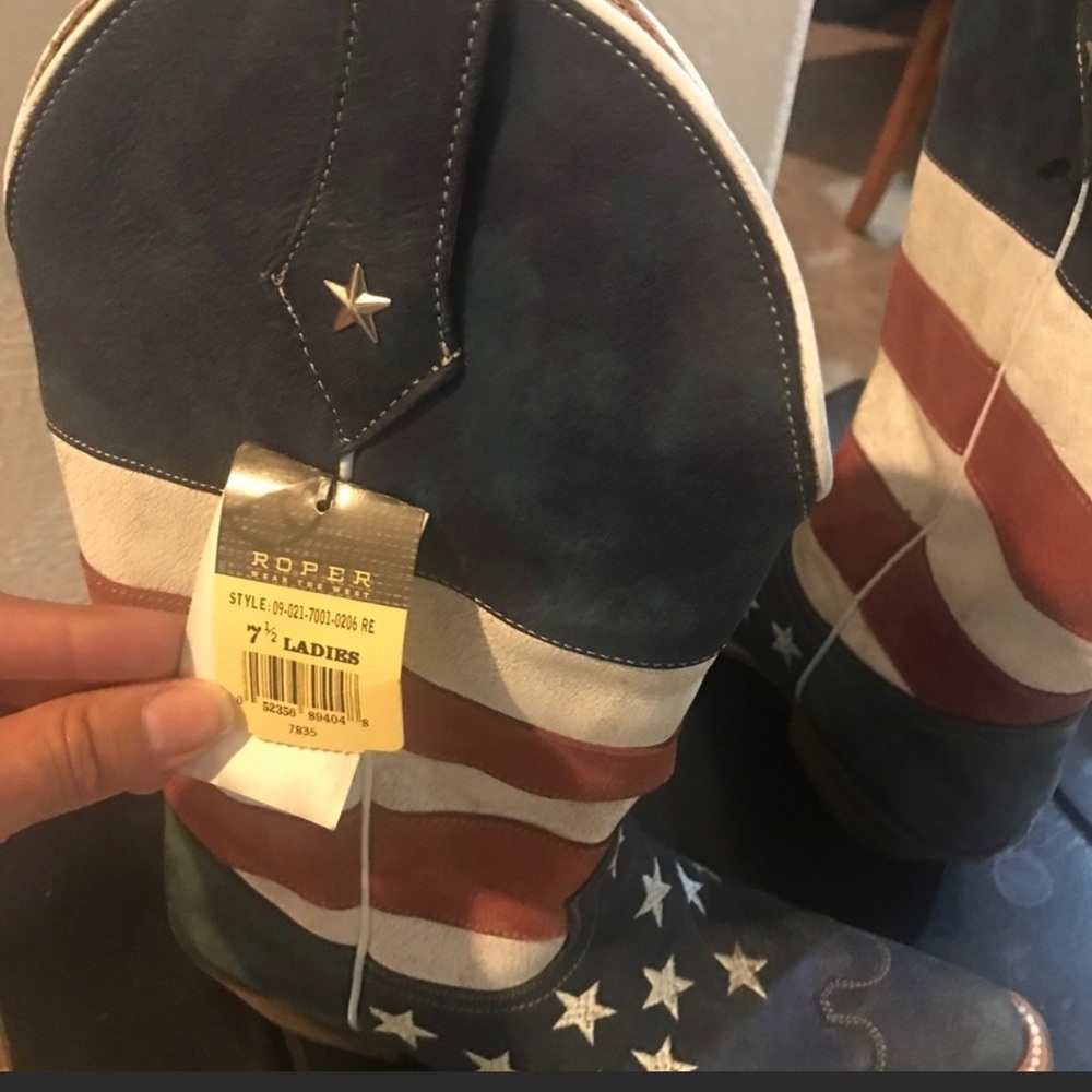 Roper boots - leather - American flag